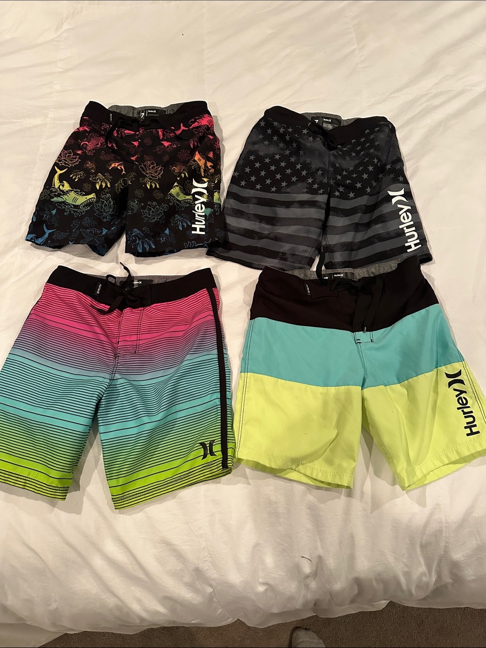 Hurley Kids Multicolor Neon & Black Swim Trunks 4-Pack